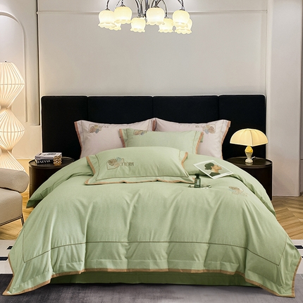 91家纺网 家纺一手货源 找家纺 （总）蒂爵 全棉纯棉全棉长绒棉肌理纹磨毛绣花四件套洛卡