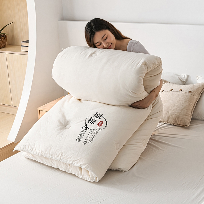 91家纺网 家纺一手货源 找家纺 柏薇 2024新款A类针织棉原棉大豆被春秋被冬被被子被芯四季被 白色