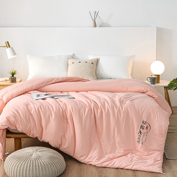 91家纺网 家纺一手货源 找家纺 柏薇 2024新款A类针织棉原棉大豆被春秋被冬被被子被芯四季被 玉色