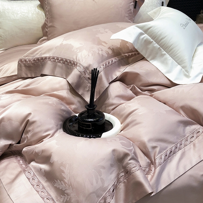 91家纺网 家纺一手货源 找家纺 黑白森林 2024新款高支天丝棉提花四件套系列-雅温 雅温-樱洛粉