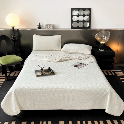 茉夕家纺 2024新款奶芙纯棉牛奶绒水洗床盖 奶芙-米白