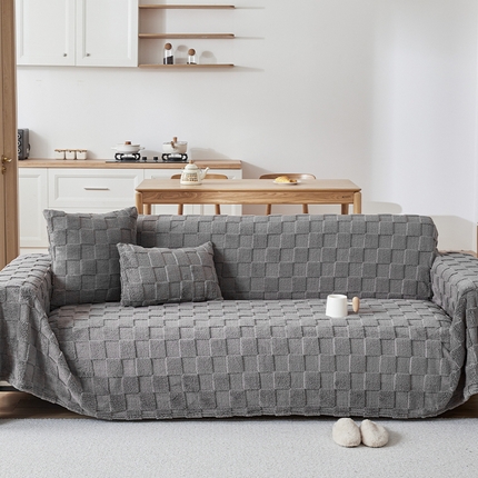 91家纺网 家纺一手货源 找家纺 （总）2025新款塔芙绒棋盘格沙发毯沙发罩【跨境供货】可真空压缩