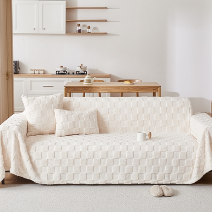 91家纺网 家纺一手货源 找家纺 （总）2025新款塔芙绒棋盘格沙发毯沙发罩【跨境供货】可真空压缩