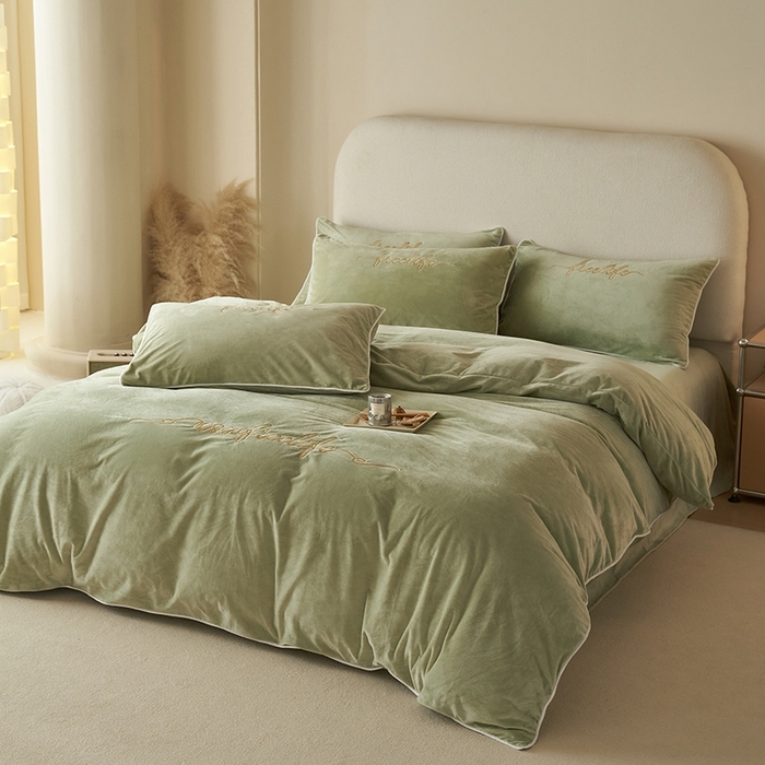 91家纺网 家纺一手货源 找家纺 千朵森 2024新款高端锦丝绒四件套-杰西卡 风格一 杰西卡-嫩芽绿