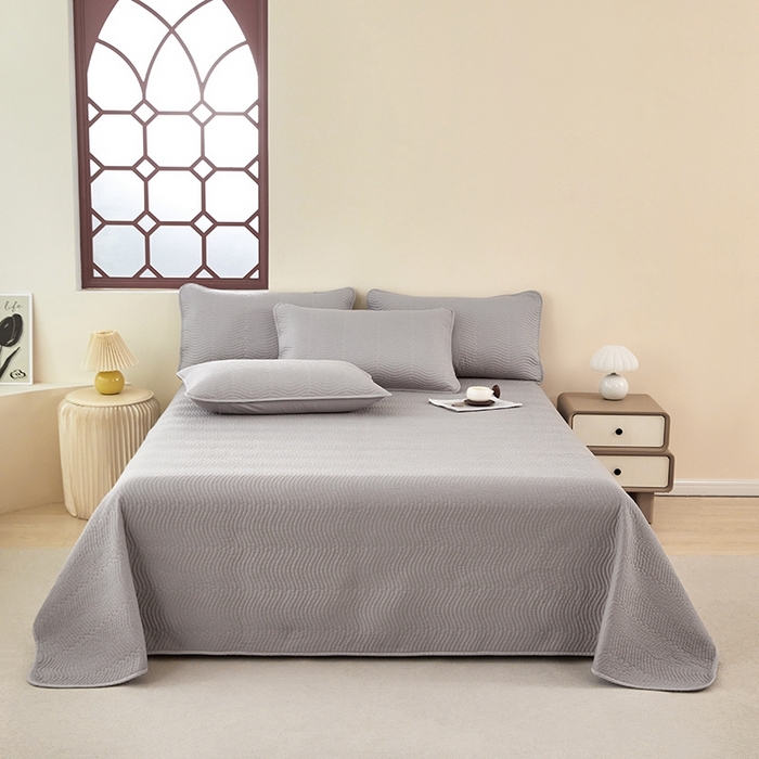 91家纺网 家纺一手货源 找家纺 （总）莎果家纺 2024新款13372双面纯棉高温砂洗纯色床盖可搭配床盖四件套