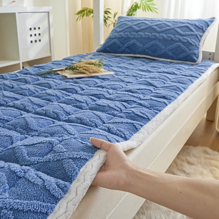 卡伦家纺 2025新款塔芙绒加厚保暖床垫单人宿舍床垫 云尚蓝