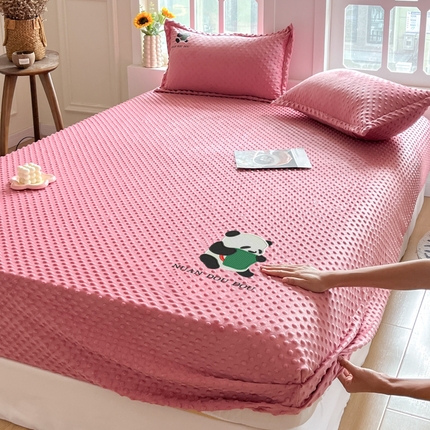 91家纺网 家纺一手货源 找家纺 （总）美宜家 2025新款加厚宝宝绒暖豆豆绒纯色烫画安抚床笠