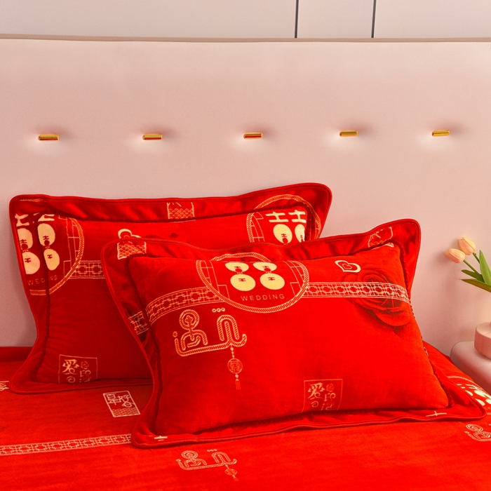 91家纺网 家纺一手货源 找家纺 静缘分 2025新款230克特厚8.5斤牛奶绒金貂绒床裙款保暖四件套-天赐良缘