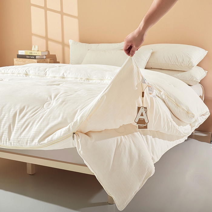 91家纺网 家纺一手货源 找家纺 森璐家纺 2024新款1原棉提花大豆子母被（提供买家秀） 奶昔白