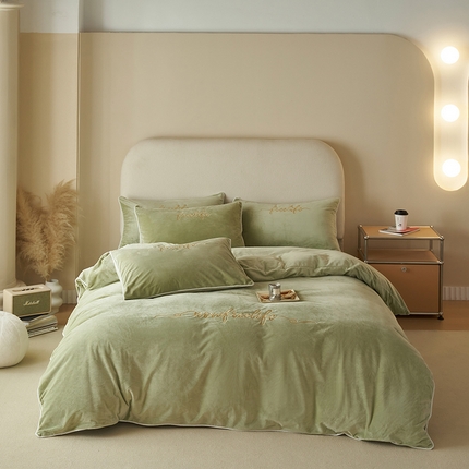 91家纺网 家纺一手货源 找家纺 千朵森 2024新款高端锦丝绒四件套-杰西卡 风格一 杰西卡-嫩芽绿