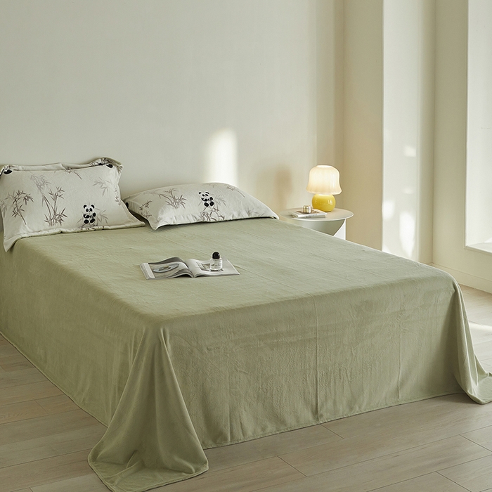 91家纺网 家纺一手货源 找家纺 （总）千朵森 2024新款网红印花熊猫牛奶绒四件套 风格一