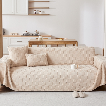 91家纺网 家纺一手货源 找家纺 （总）2025新款塔芙绒棋盘格沙发毯沙发罩【跨境供货】可真空压缩