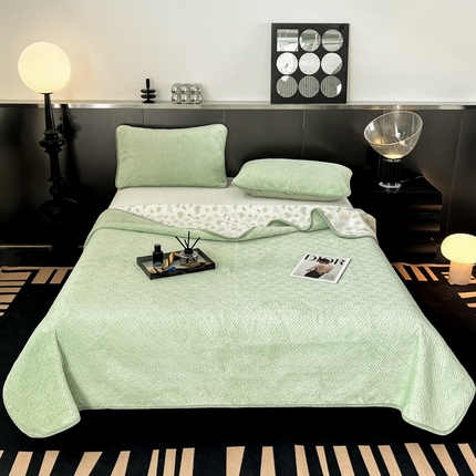 茉夕家纺 2024新款奶芙纯棉牛奶绒水洗床盖 奶芙-浅绿