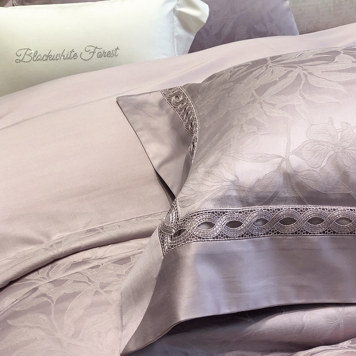 91家纺网 家纺一手货源 找家纺 黑白森林 2024新款高支天丝棉提花四件套系列-弥雅 弥雅-太妃紫