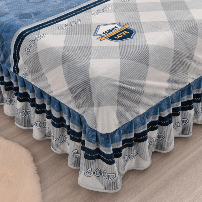 91家纺网 家纺一手货源 找家纺 静缘分 2025新款230克特厚8.5斤牛奶绒金貂绒床裙款保暖四件套-落叶纷飞