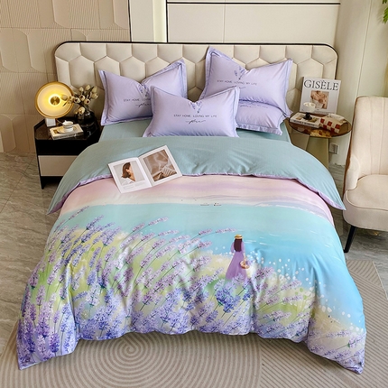 91家纺网 家纺一手货源 找家纺 梧桐树 2025新款100%全棉大版全棉磨毛四件套 暮色清风