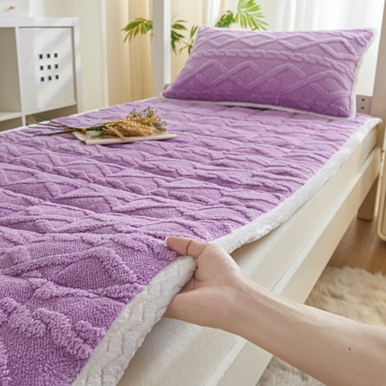 91家纺网 家纺一手货源 找家纺 卡伦家纺 2025新款塔芙绒加厚保暖床垫单人宿舍床垫 丁香紫