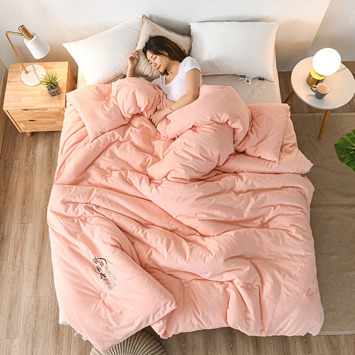 91家纺网 家纺一手货源 找家纺 柏薇 2024新款A类针织棉原棉大豆被春秋被冬被被子被芯四季被 玉色