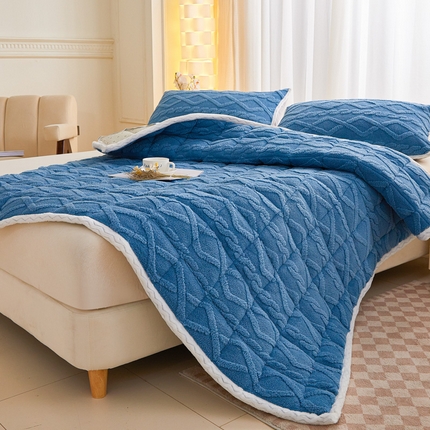 卡伦家纺 2025新款塔芙绒保暖床垫成人双人单人床垫 云尚蓝