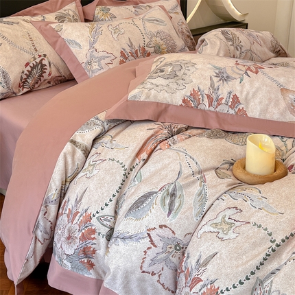 91家纺网 家纺一手货源 找家纺 （总）2024新保暖-秋冬A类100支全棉数码印花磨毛拼角四件套（礼盒包装）