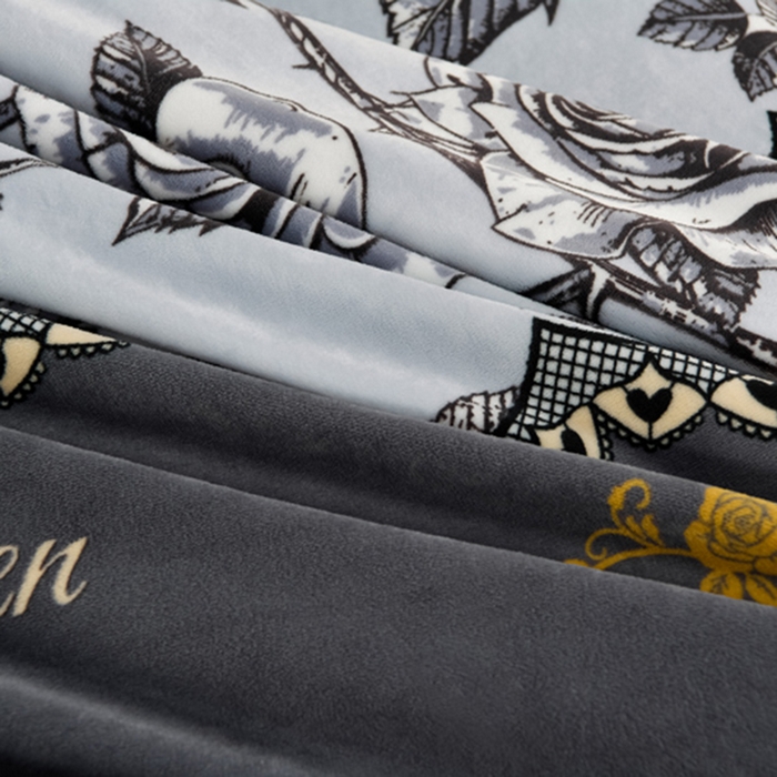 91家纺网 家纺一手货源 找家纺 静缘分 2025新款230克特厚8.5斤牛奶绒金貂绒床裙款保暖四件套-玫瑰花语