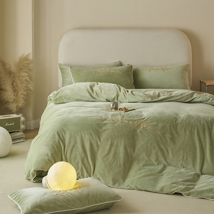 91家纺网 家纺一手货源 找家纺 千朵森 2024新款高端锦丝绒四件套-杰西卡 风格一 杰西卡-嫩芽绿