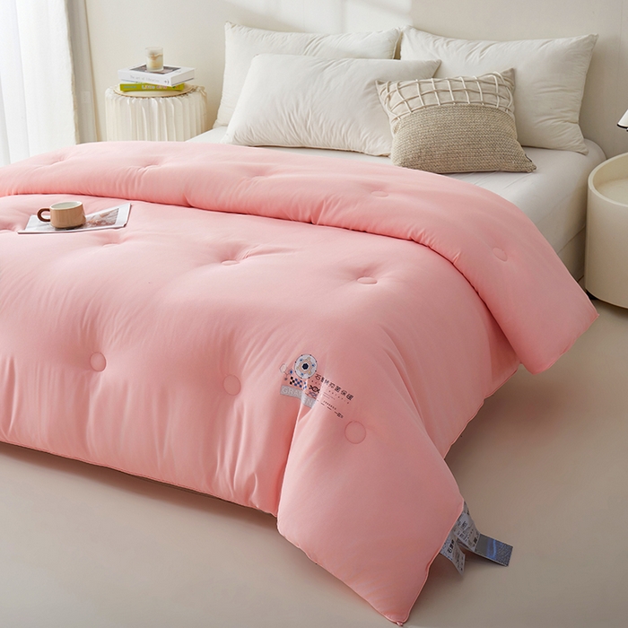 91家纺网 家纺一手货源 找家纺 梦恬佳 2024新款A类亲肤棉石墨烯远红外线自发热抗菌冬被被芯 粉色