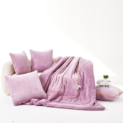 照世家纺 2024新款牛奶绒纯色抱枕被（控价68/89/129/169/219） 香芋紫