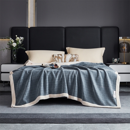 2024新款雪妮尔四季毛毯毯子家用毛毛毯毯子 蓝灰