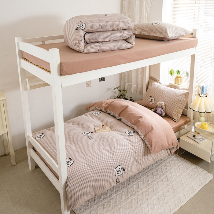 91家纺网 家纺一手货源 找家纺 优品阁 2024新款全棉磨毛学生上下铺三件套 千爱