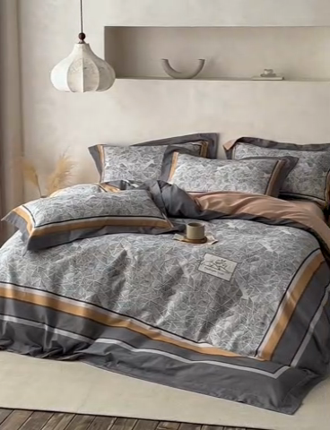 91家纺网 家纺一手货源 找家纺 2024新款全棉磨毛数码印花系列四件套 曼哈顿