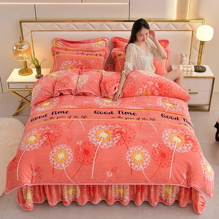 91家纺网 家纺一手货源 找家纺 绒品荟家纺 2025新款牛奶绒四件套 美好时光