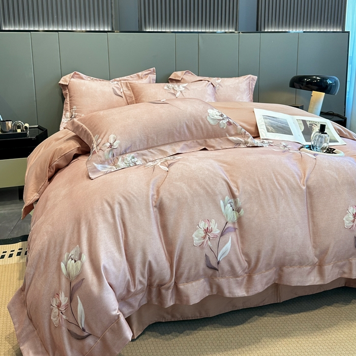 91家纺网 家纺一手货源 找家纺 舒慕 2025新款阳绒天丝棉磨毛数码印花缇芙绒四件套 珠华