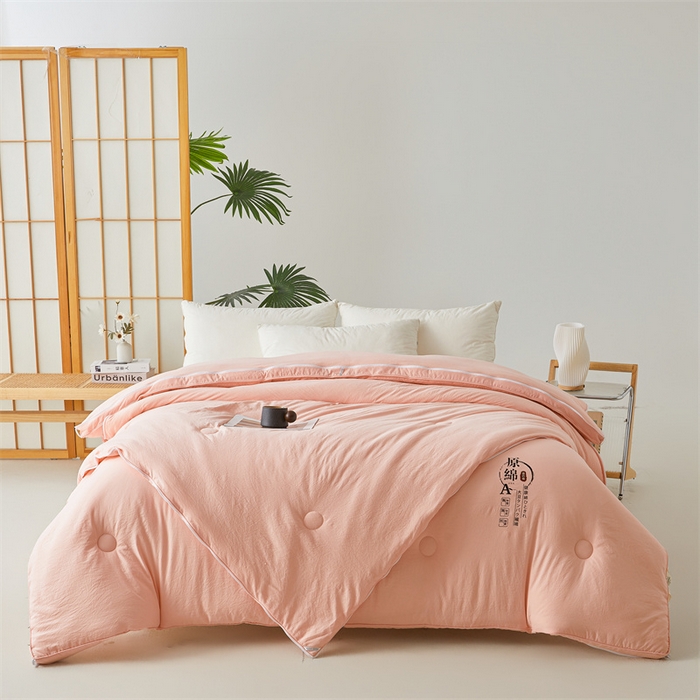 91家纺网 家纺一手货源 找家纺 创优家纺 2025新款原棉子母被双胎被春秋被冬被被子被芯二合一拉链款 原棉-粉玉