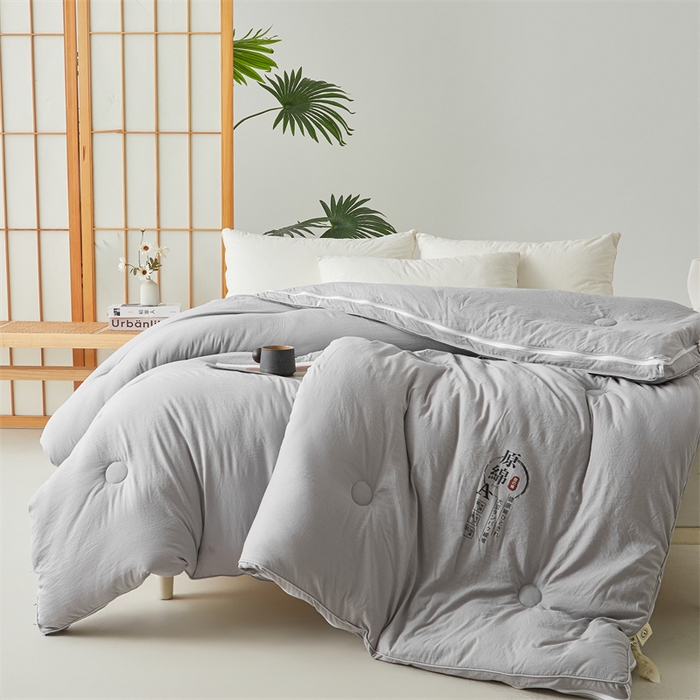 91家纺网 家纺一手货源 找家纺 创优家纺 2025新款原棉子母被双胎被春秋被冬被被子被芯二合一拉链款 原棉-灰色