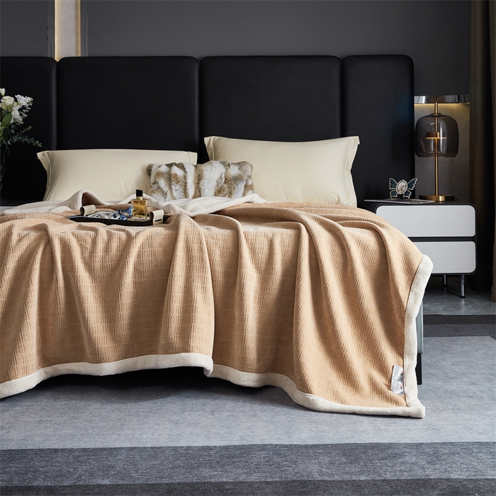 91家纺网 家纺一手货源 找家纺 2024新款雪妮尔四季毛毯毯子家用毛毛毯毯子 米驼