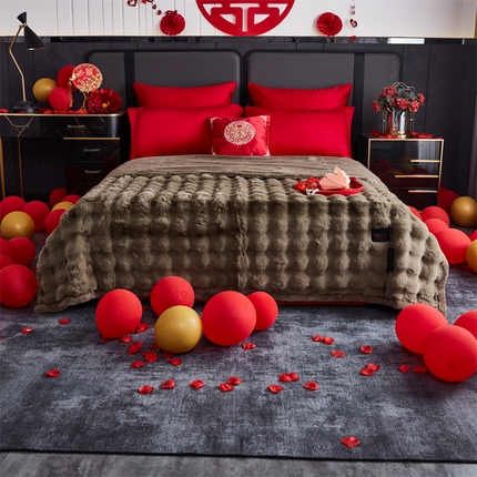 2025新款仿皮草摩登艺术毛毯毯子子家用毛毛毯毯子四季盖毛毯毯子 艺术 茵绿