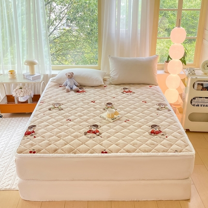 91家纺网 家纺一手货源 找家纺 （总）正邦家纺 2024新款牛奶绒床垫小清新加厚床褥保暖宽包边可机洗床护垫床褥