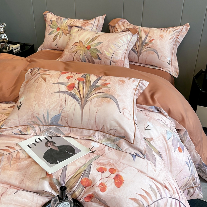 91家纺网 家纺一手货源 找家纺 舒慕 2025新款阳绒天丝棉磨毛数码印花缇芙绒四件套 幽静