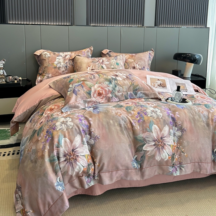 91家纺网 家纺一手货源 找家纺 舒慕 2025新款阳绒天丝棉磨毛数码印花缇芙绒四件套 如梦