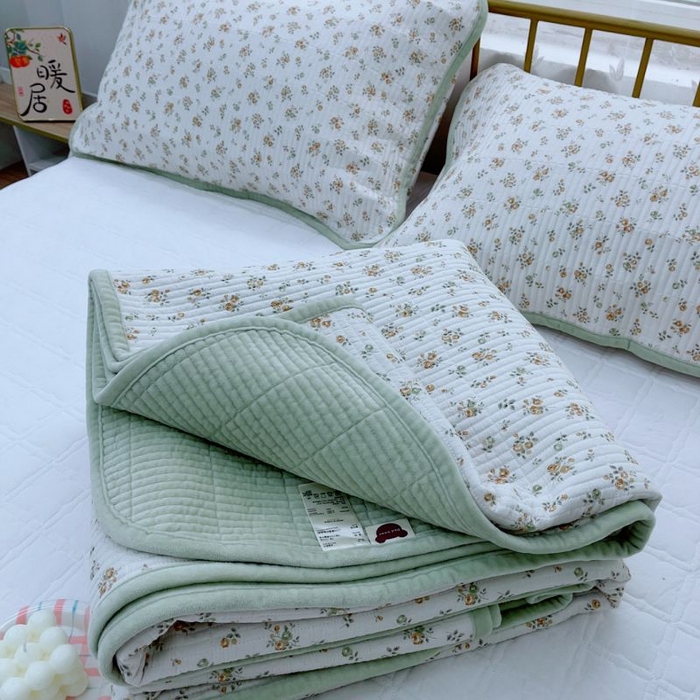 91家纺网 家纺一手货源 找家纺 2024新款棉加绒双面两用四季款床盖三件套 桂花香