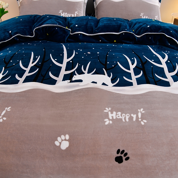 91家纺网 家纺一手货源 找家纺 绒品荟家纺 2025新款牛奶绒四件套 北极熊