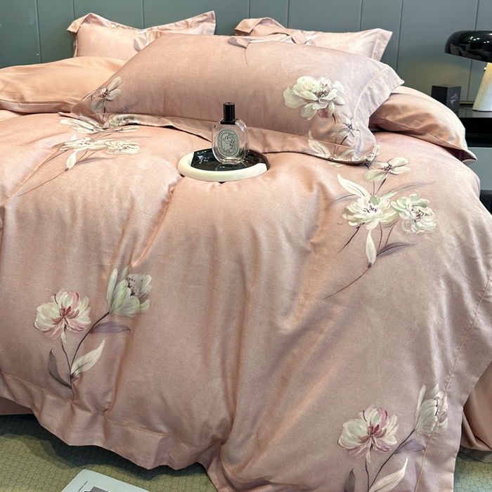 91家纺网 家纺一手货源 找家纺 舒慕 2025新款阳绒天丝棉磨毛数码印花缇芙绒四件套 珠华