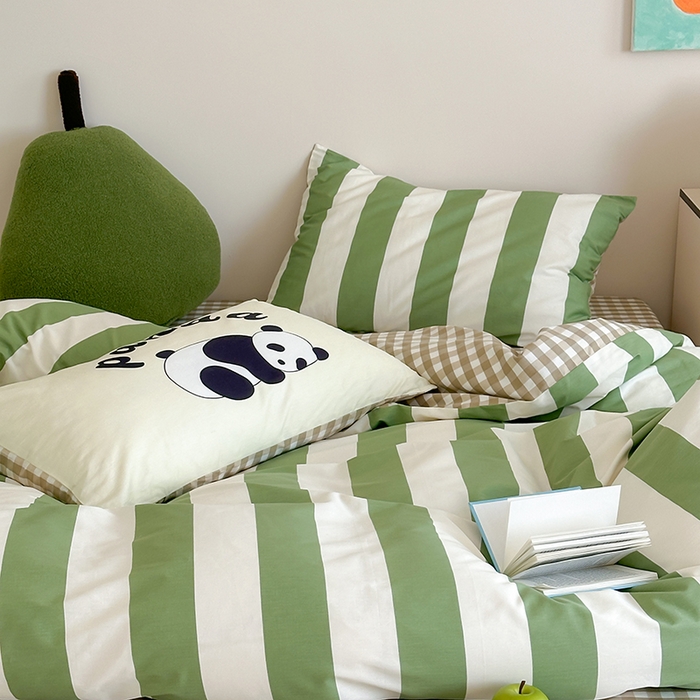 91家纺网 家纺一手货源 找家纺 2024新款40支13372全棉数码大版趣味系列四件套 熊猫潘达