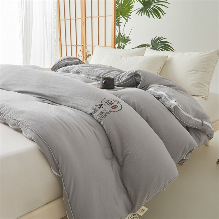 91家纺网 家纺一手货源 找家纺 创优家纺 2025新款原棉子母被双胎被春秋被冬被被子被芯二合一拉链款 原棉-灰色