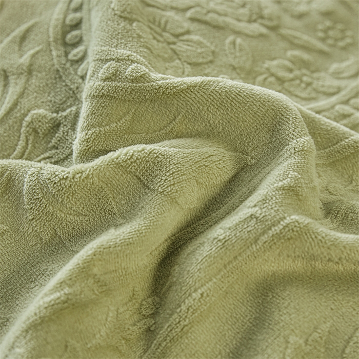 91家纺网 家纺一手货源 找家纺 2024新保暖-秋冬A类韩版婴肤绒提花四件套-玛丽夫人系列 玛丽夫人-橄榄绿