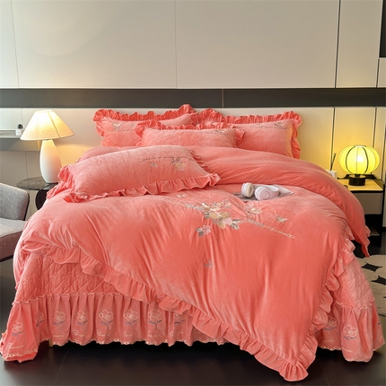 2024新品A类依恋宝宝绒韩版四件套 梦想粉