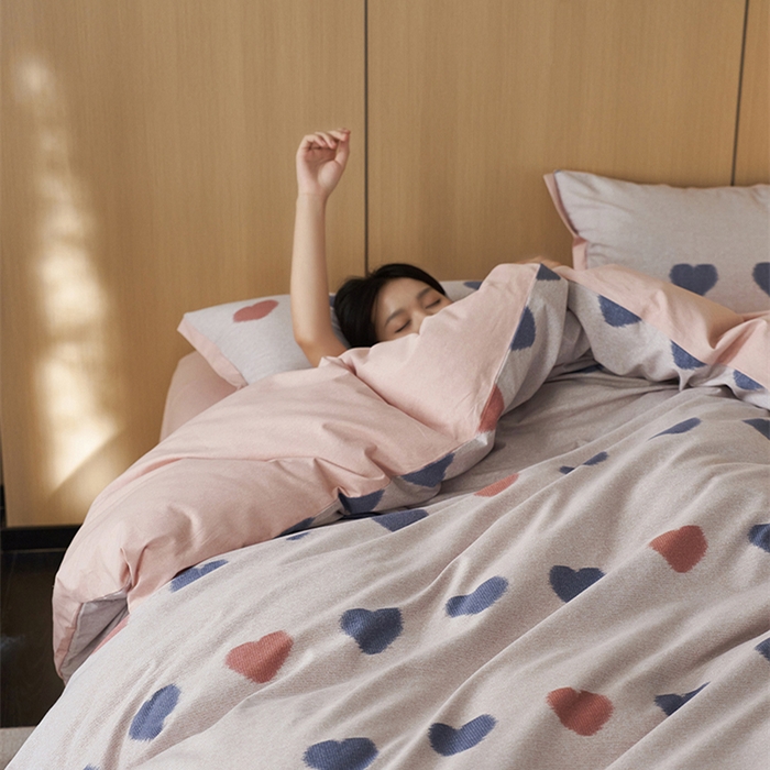 91家纺网 家纺一手货源 找家纺 2024新款全棉磨毛印花工艺款四件套 满心欢喜