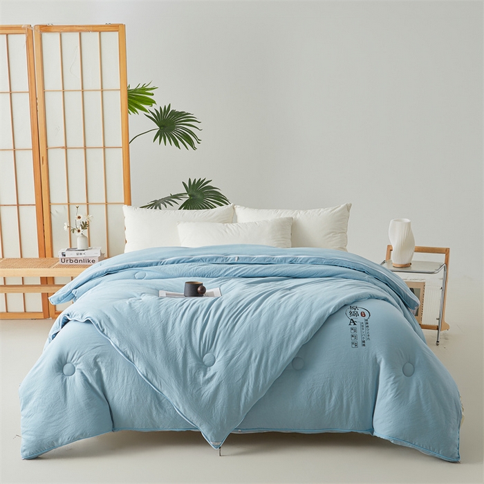 91家纺网 家纺一手货源 找家纺 创优家纺 2025新款原棉子母被双胎被春秋被冬被被子被芯二合一拉链款 原棉-蓝色