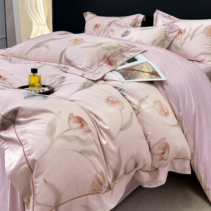 91家纺网 家纺一手货源 找家纺 舒慕 2025新款阳绒天丝棉磨毛数码印花缇芙绒四件套 玉玲珑